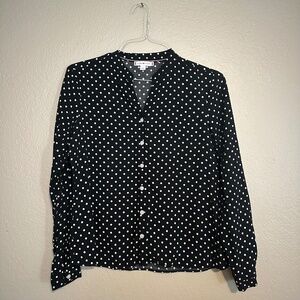Tommy Hilfiger Polka Dot Black Band Collar Shirt
